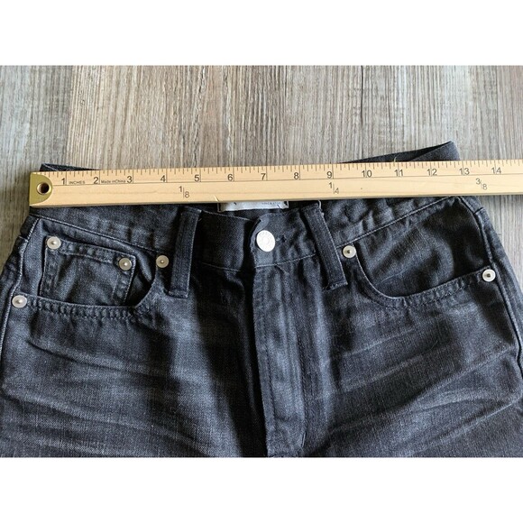 Madewell The Perfect Summer Black Denim Cotton Whisker Raw Hem Jean 26 X 27 - Picture 3 of 9
